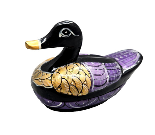 Black lacquer duck trinket - black,