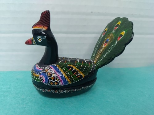 Peacock black lacquer - peacock, trinket